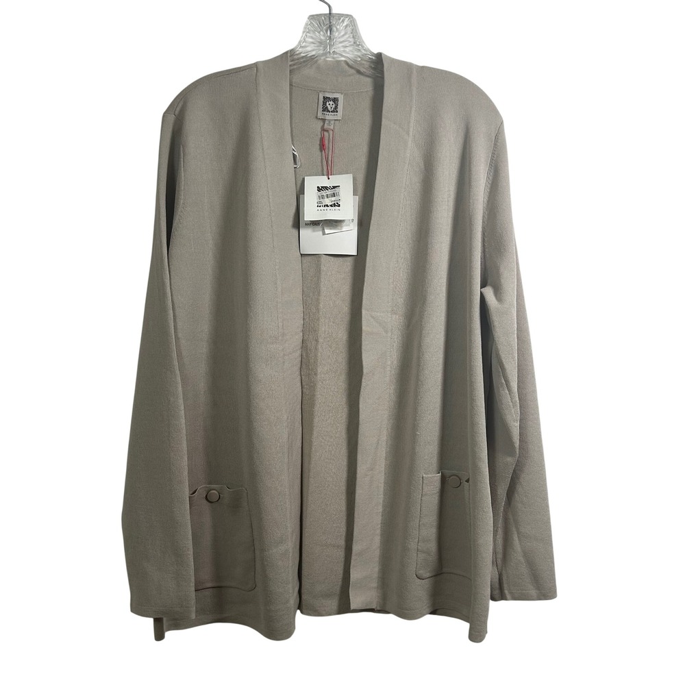 Anne Klein Oyster Shell Beige Open Front Cardigan Sweater XL NWT 10647390-N22